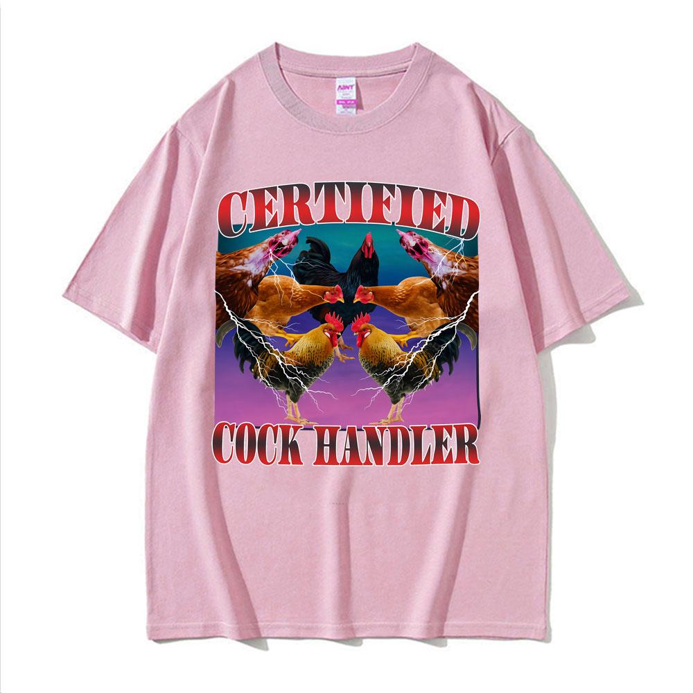 Funny Certification Rooster Processor Meme Pattern Tshirt Retro Oversized Mens Highquality Comfortable Loose Cotton Tshirt