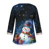 Women's Loose Casual Three-quarter Sleeve V-neck Lace Loose Christmas Print T-shirt Top
