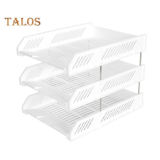 3 Tier Stackable Letter Tray Desk Paper Organizer Plastic File Document Storage Rack for Home Office School