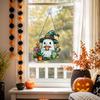 Acrylic Hanging Ornament 2D Ghost with Witch Hat and Plants Decorative Window Suncatcher for Indoor Use with Chain