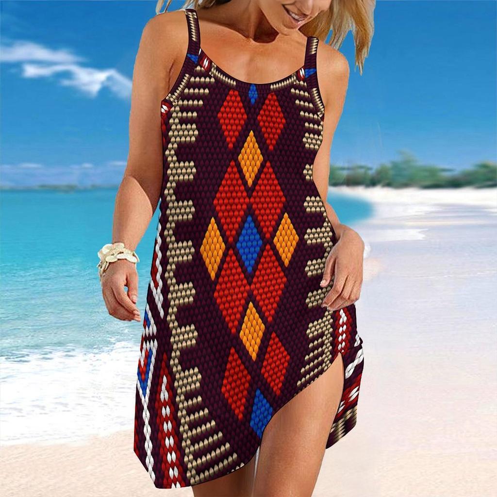 Women's Beach Dress Mini Dress Print Casual Modern Dress Sleeveless Loose Fit Outdoor Daily Summer