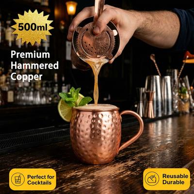 500ml 100% Copper Cups Pure Solid Moscow Mule PURE Copper Mugs-Shaped 17oz Cocktail Cups Beer Milk Mug Drinkware