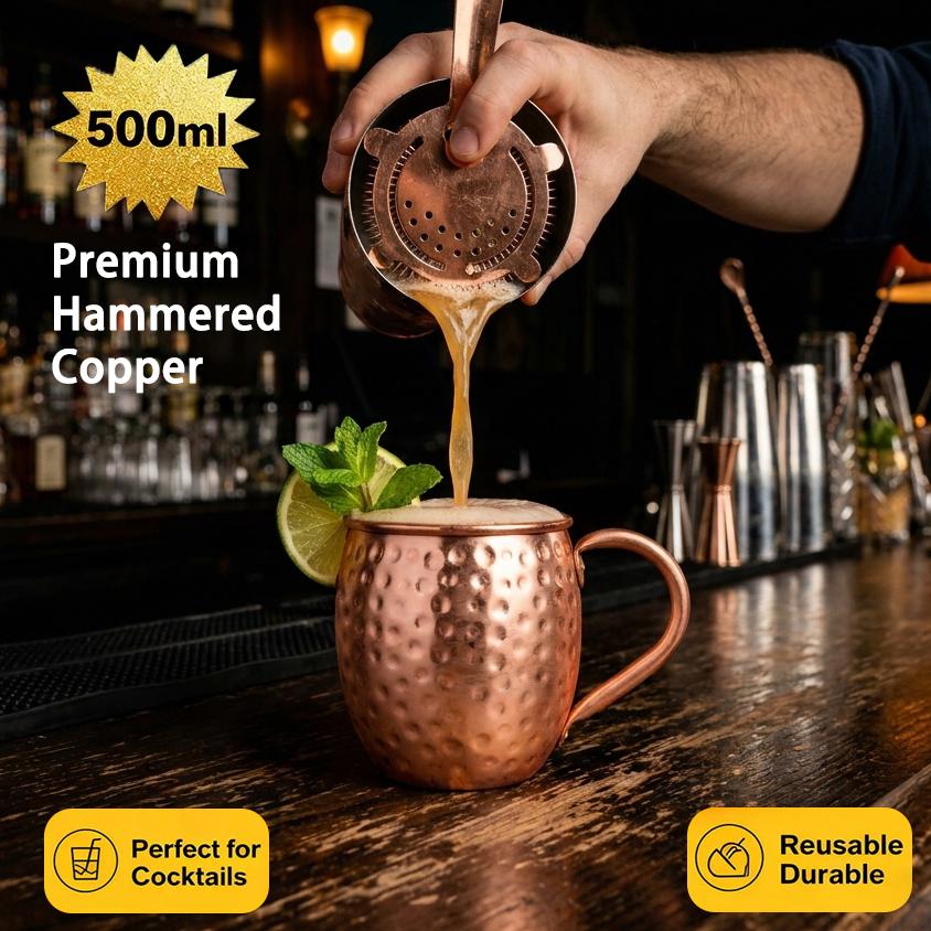 My Extreme Outdoor Activities 500Ml 100% Copper Cups Pure Solid Moscow Mule Pure Copper Mugs-Shaped 17Oz Cocktail Cups Beer Milk Mug Drinkware