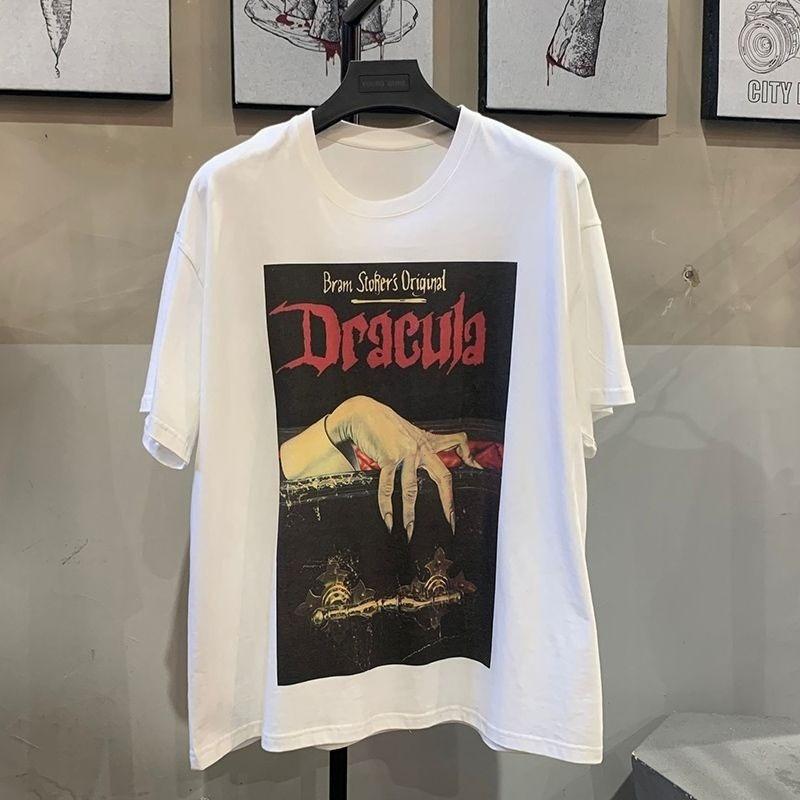 

Ins Loose T-shirt with Vampire Print, Short-sleeved Dracula, Pure Cotton Student Summer Wear for Both Men and Women 4XL