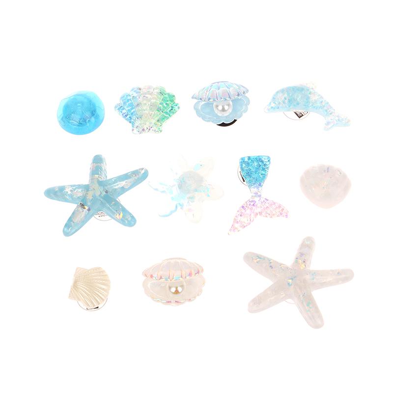 Blue Secret Starfish Shell Hole Shoe Buckle Accessories Decoration Removable Shoe Accessories For Girls Summer Shoes Diy Gift