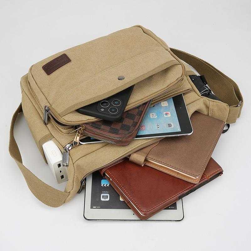 Men's High Quality Canvas Shoulder Bag – Fashion Crossbody Tote for Casual Outings Travel & Office