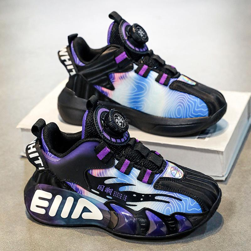 Boys Shoes Basketball Shoes 2025 Spring and Summer New Primary School Children Button Sports Shoes Girls Middle School Children Running Shoes