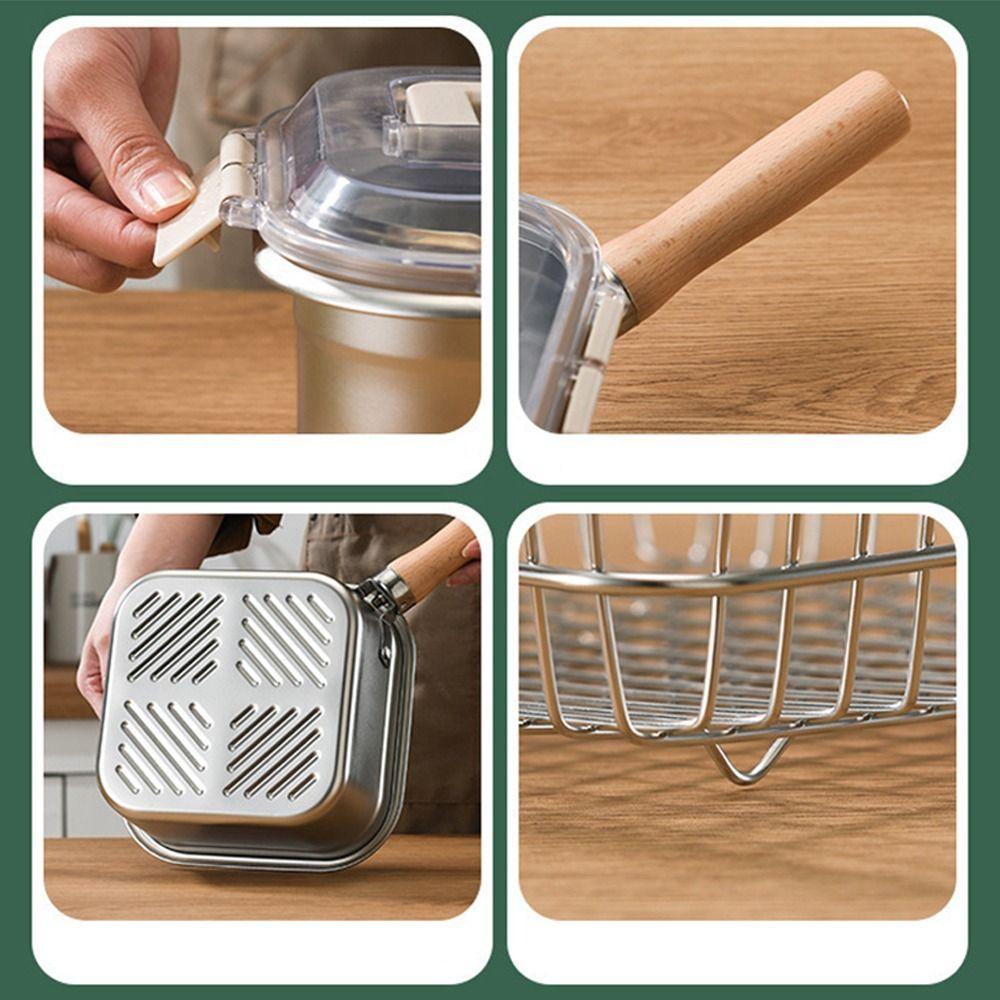 Durable Stainless Steel Frying Pan Square Shape with Basket Cooking Pot Non-Stick Camping Cookware Set Camping