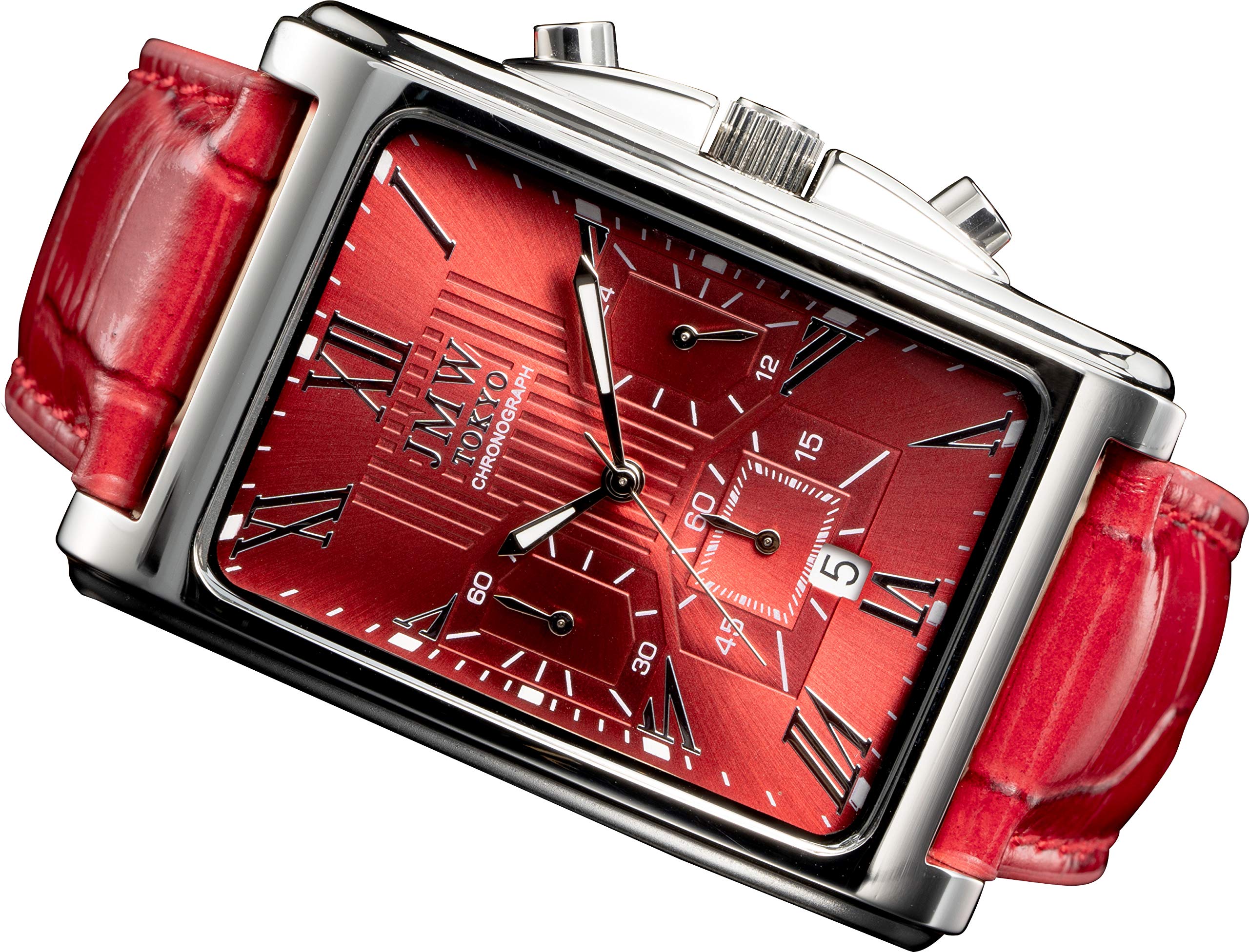 

JMW TOKYO Квадратные Красные Квадратные Прямоугольные Ограниченная Серия Seiko Кварцевые Кожа Натуральная Простые Популярные для Дня Подарок до 300 штук Мужские Часы, & Серебристые,