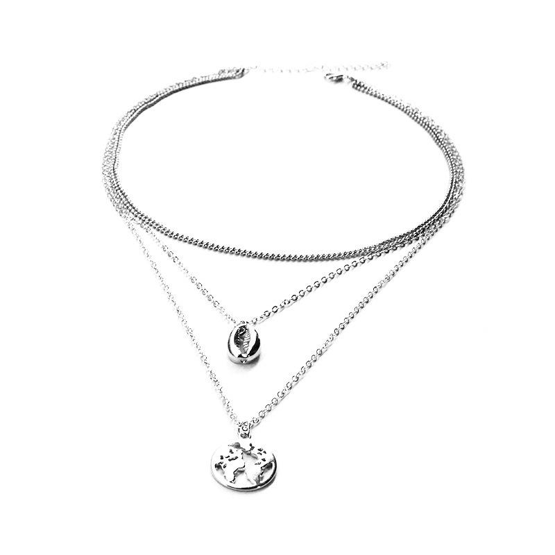 Damenmode Bohemian-Stil Vintage-Karte Halskette Anhänger mehrschichtige Halskette Schmuck