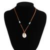 Salircon Bohemian Simulation Shell Pendant Choker Simple Brown Korean Velvet Clavicle Necklace Men's Casual Party Jewelry