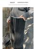 Women's Early Autumn Fleece-Lined High-Waisted Herringbone Trousers: Slimming, Casual Straight-Leg Design