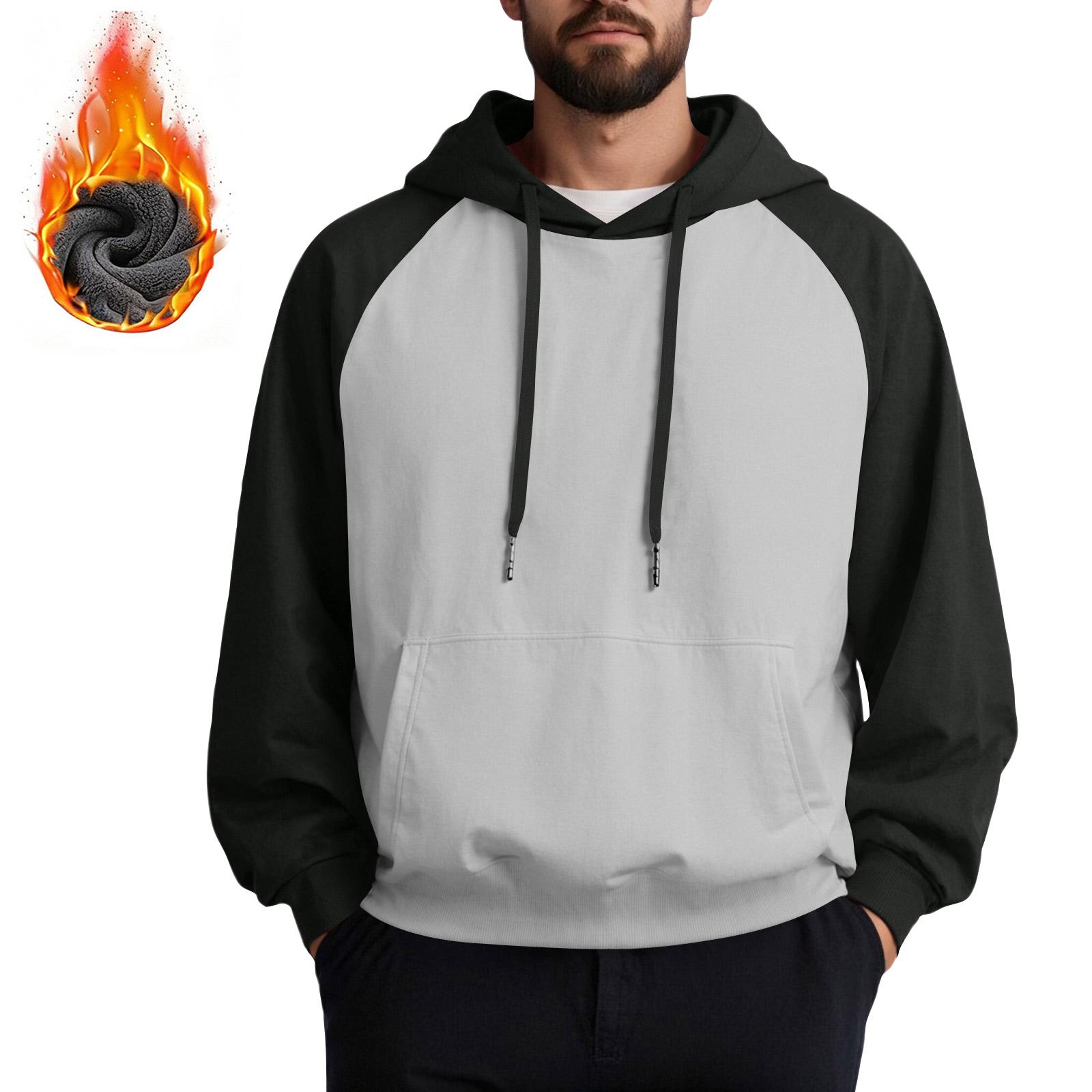 

Унисекс Повседневные Толстовки с Капюшоном на Шнурке, Цветные Блоки, Рукав Реглан, Флисовые Толстовки L чёрный