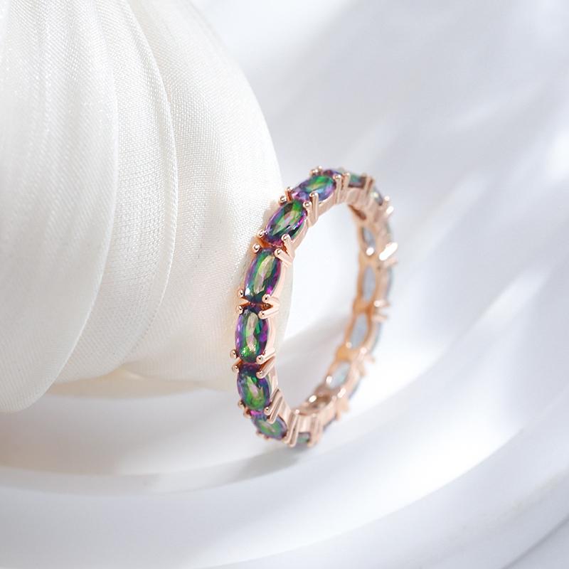 Full Oval Colorful Stone Ring For Women Fashion Natural Zircon With  Rose Gold Color Simple Daily Fine Jewelry