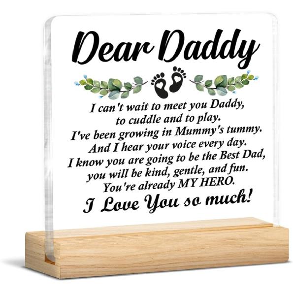 Dad Gift From Daughter, Gifts for Father Fathers Day Birthday, Dad Clear Acrylic Desk Decorative Sign Home Office Desk Decor