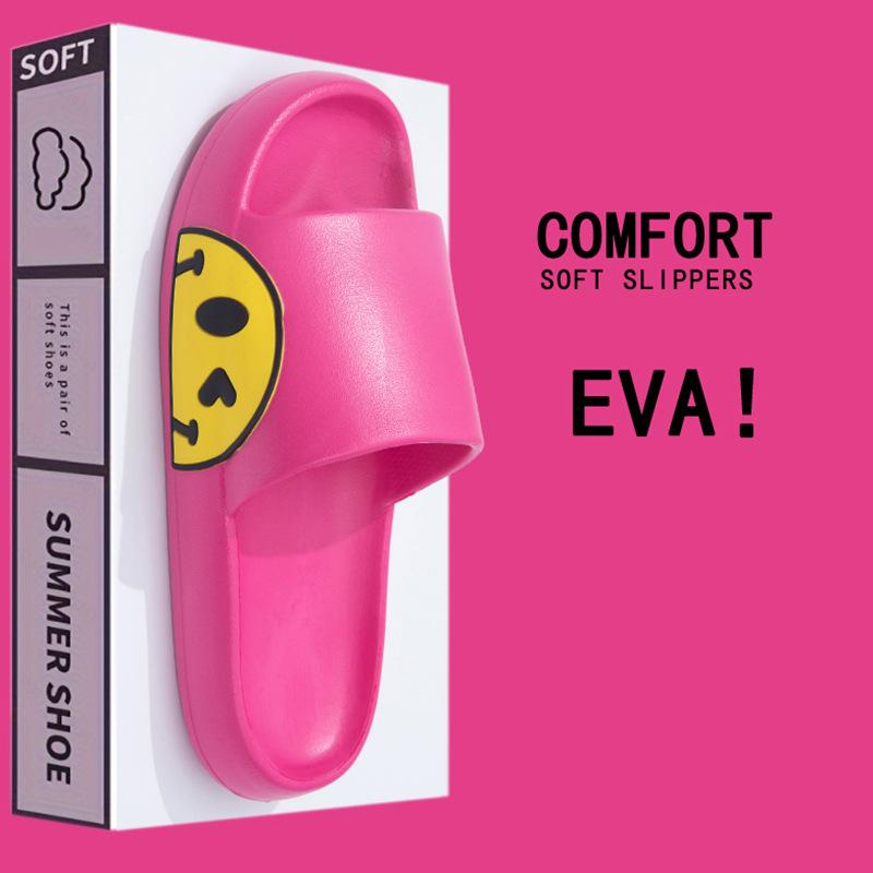 Korean Cartoon Side Smiley Face Household Couple Men and Women Bathroom Cool Slippers
