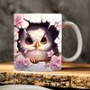 3D Owl, Ceramic Coffee Mug, Tea Cup, New Hole Wall, Cute Hole Wall