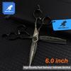 6.0-inch Black Napson Damascus Steel Hairdressing Thinning Scissors