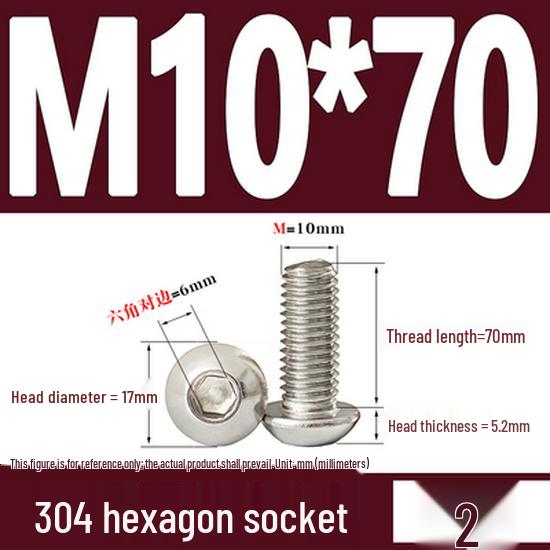 ISO7380 Stainless Steel Hex Drive Dome Head Screws - M2 to M16