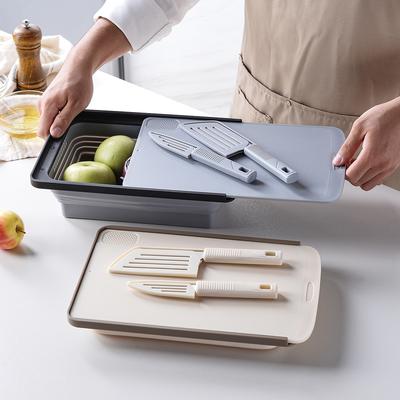 Folding Draining Basket Cutting Board Kitchen Dishwashing Basket Portable Outdoor Picnic Water Filtration