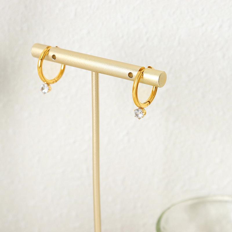 

Minimalist European and American Style Zircon Inlaid Fashion Earrings - Non-Fading