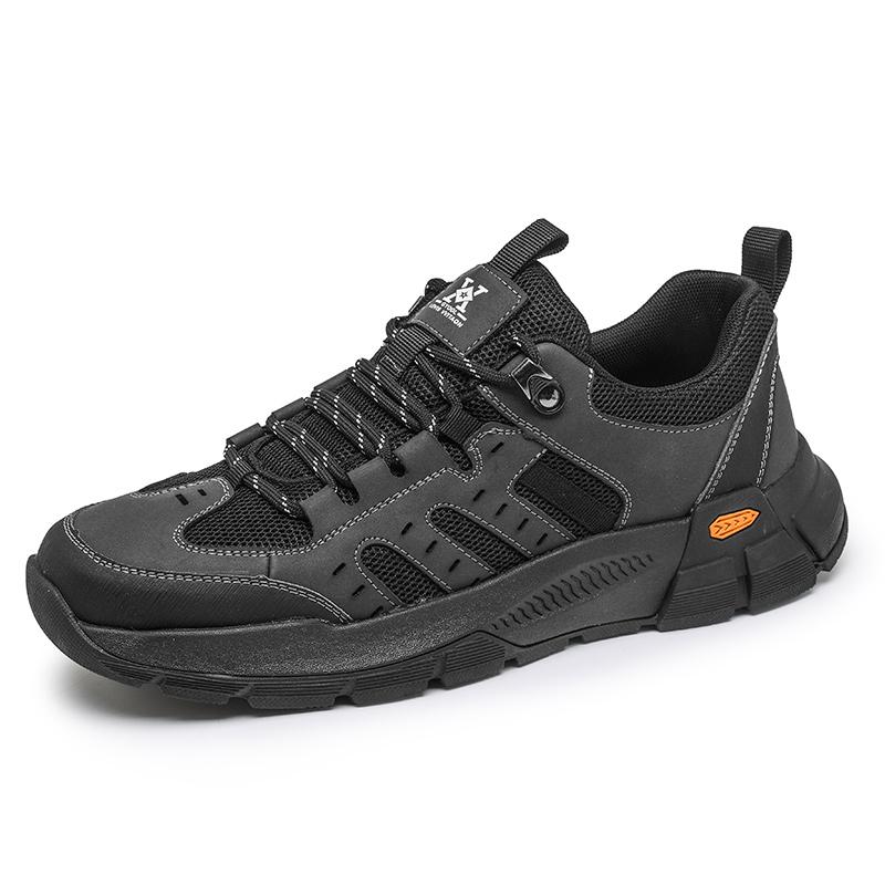 

Модные спортивные кроссовки из натуральной кожи для мужчин, походная обувь для кемпинга, мужская повседневная обувь для путешествий, на шнуровке, для ходьбы, скалолазания, мужская обувь 44 чёрный