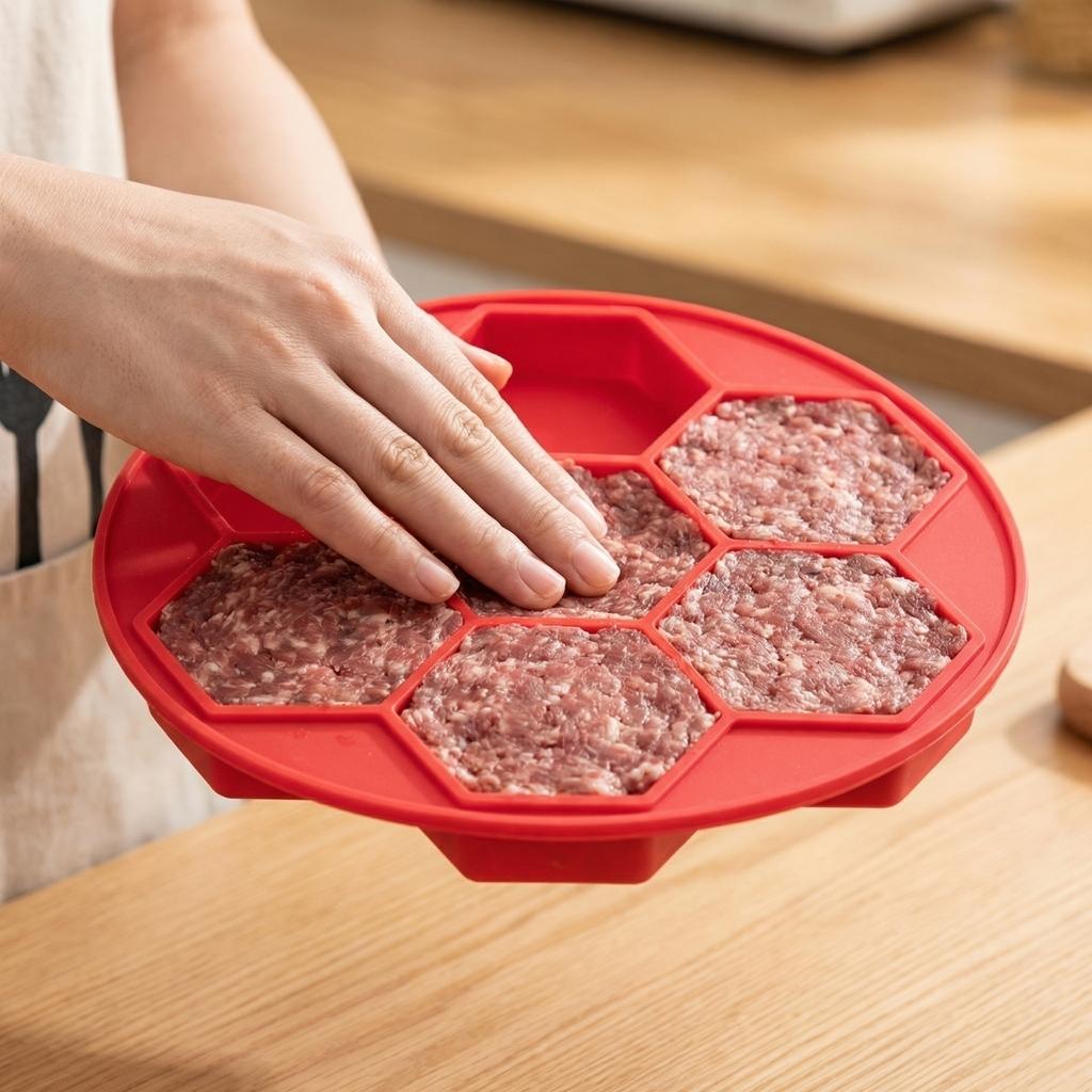 Silicone Burger Patty Press Mold for DIY Baking and Cooking Hamburger Stuffed Meat Tool Nonstick Food Grade Material Easy Release