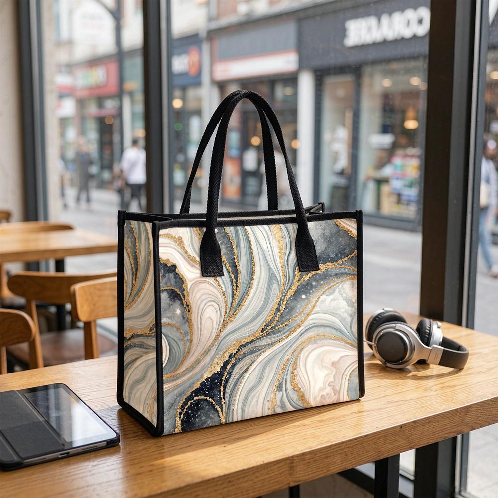 Marble Pattern Tote Bag Elegant Handbag for Daily Use Fashion