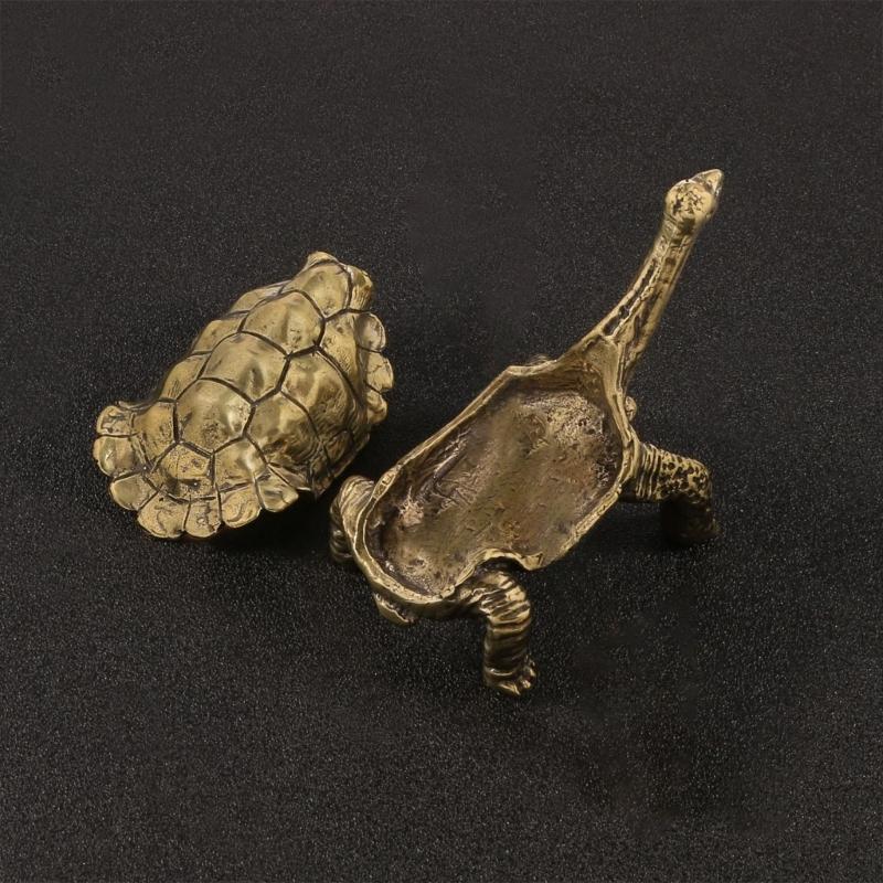 Decorative Metal Storage Box For Rings Necklaces Ashtray In Tortoise Design Artistic Turtles themed Brass Container