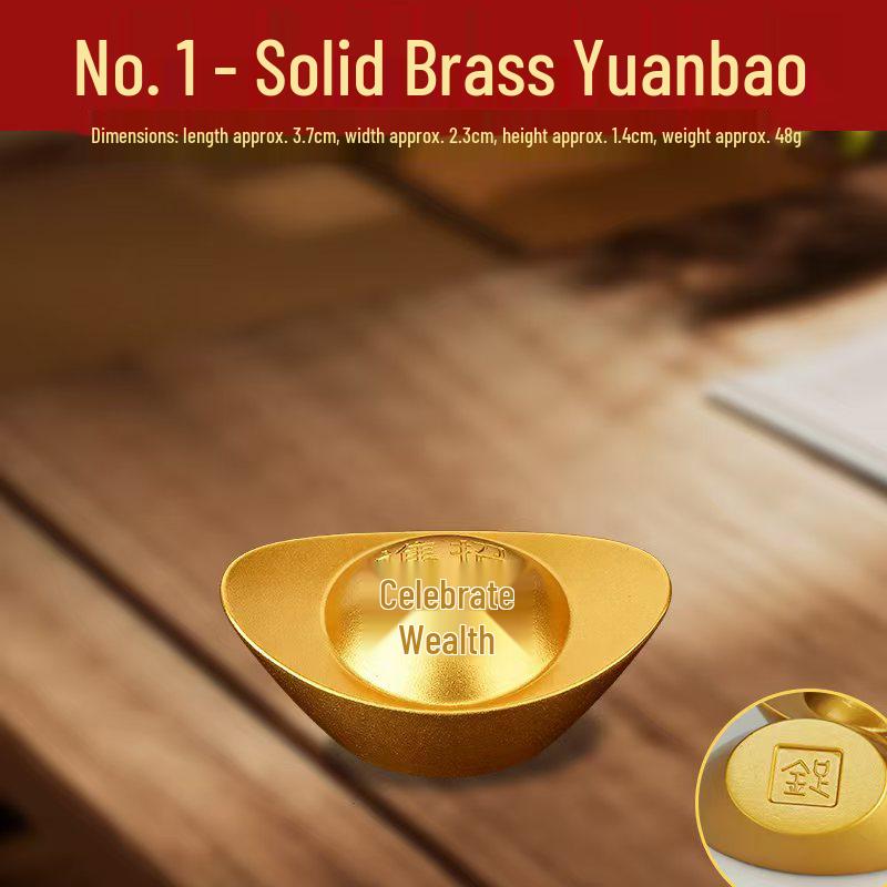 Solid Brass Sand Gold Yuanbao Ornament for Home or Shop Decor