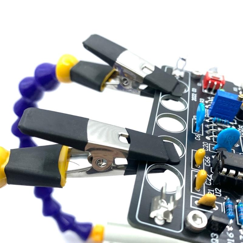 Heavy Metal Base Soldering Aid Third Hand Tool with 2/4/6 Gooseneck Arms Insulated Clips for Secure Work for DIY Project