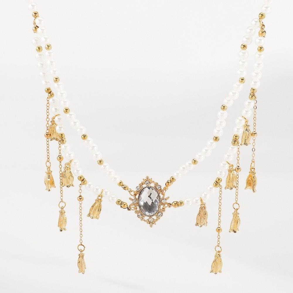 Vintage Luxury Forehead Chain Imitation Pearl Ethnic Headwear Head Chain Jewelry  Party Banquet