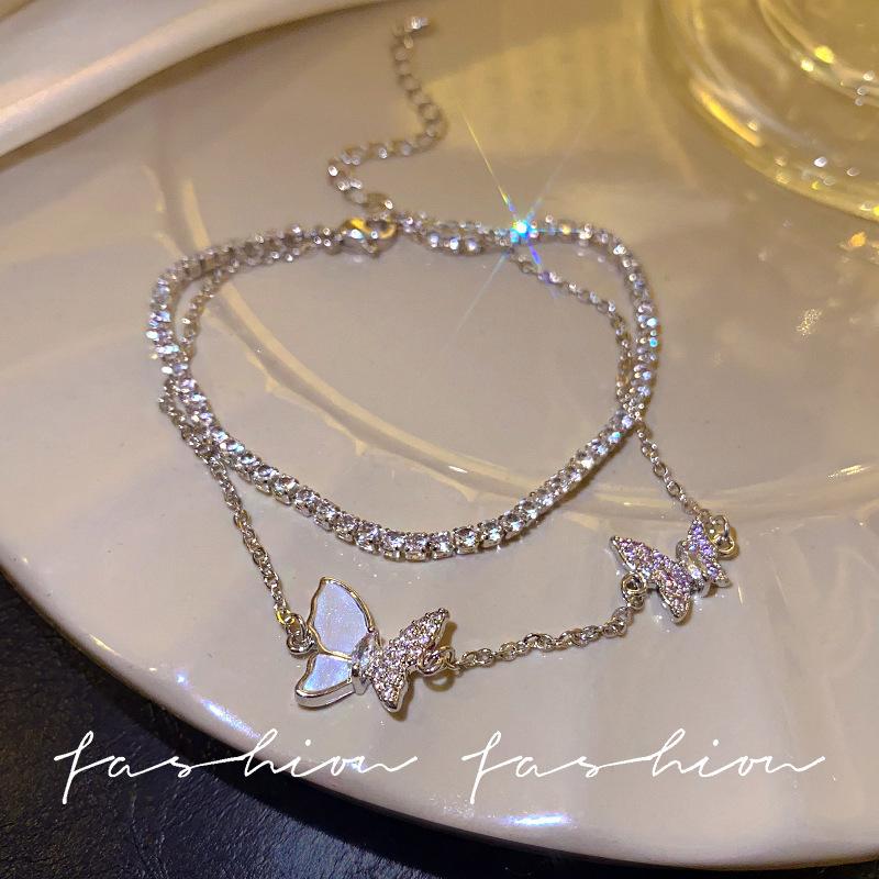 Popular Ultra-shiny Zircon Bracelet for Women, Versatile and High-end, New Chinese Style Vintage Butterfly Jewelry