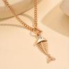 Bohemian Fishbone Pendant Necklace, Gold Collarbone Chain, Exquisite Fishbone Design, A Versatile Layered Jewelry Suitable for Casual and Formal Wear.