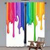 2Pcs Color Paint Drip Curtains Rainbow Curtains Suitable For Bedroom Bathroom Living Room Dining Room Study Room Office A