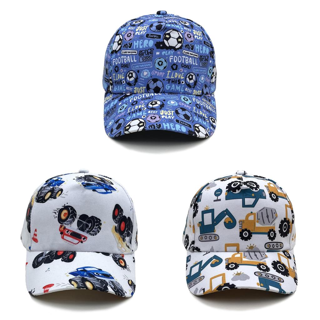 Kids Cotton Baseball Hat With Embroidered Construction Truck For Summer Sunshade