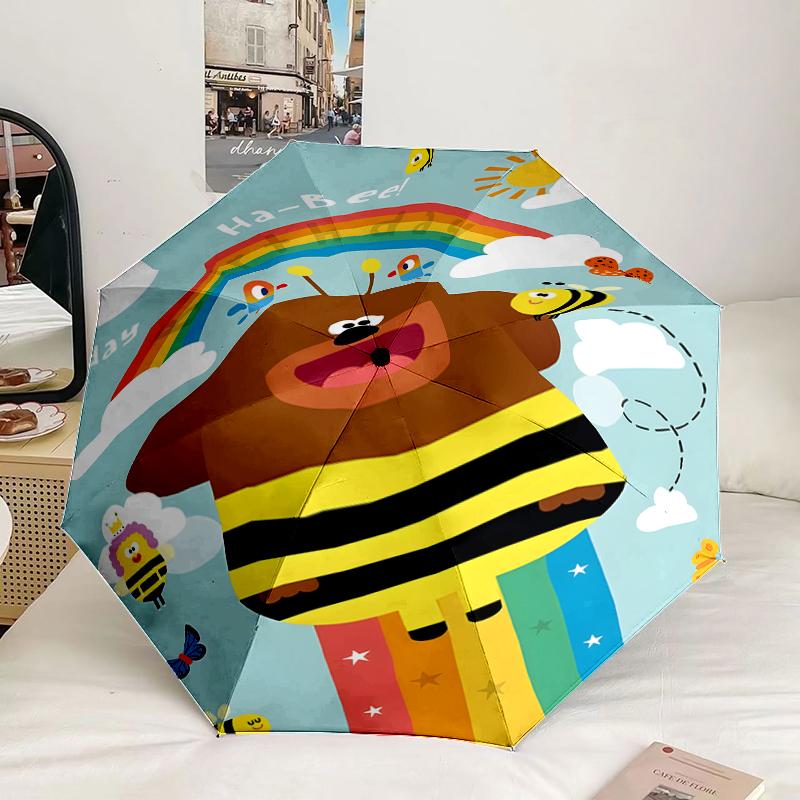Bee's Rainbow Adventure Umbrella 8-Frame for Travel, camping, Casual Lightweight Portable Umbrella, Essential for every family Holidays Gift