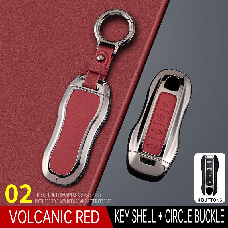 Porsche Key Case for Cayenne, Macan, Panamera, 911, 718 – Metal Leather Buckle