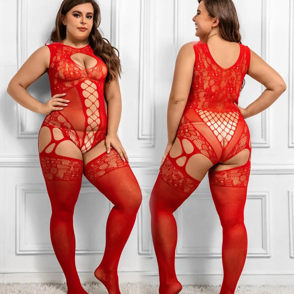 Large Size Women Open Crotch Body Stocking Lingerie Bodysuit Sexy Porn Underwear Women Body Crotchless Babydoll Lenceria Costume
