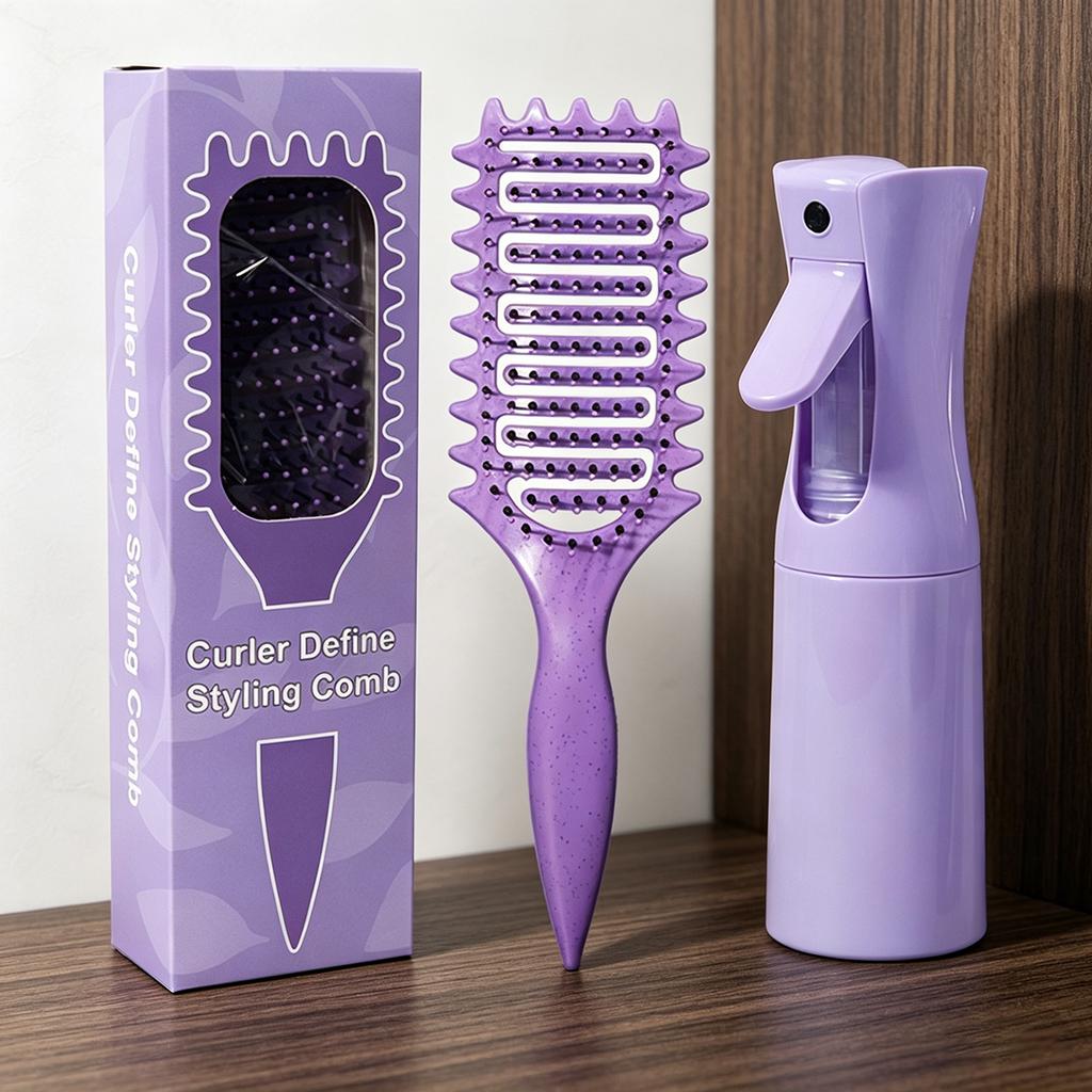 2 Pieces/set of Modeling Tool Set, with Spray Bottle and Hollow Comb, To Gently Comb Hair, Suitable for Home and Hair Salon Use