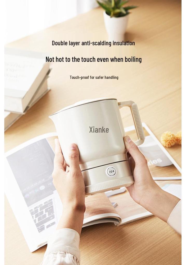 Compact and Portable Travel Electric Folding Kettle - Stainless Steel Multi-functional Water Cup.