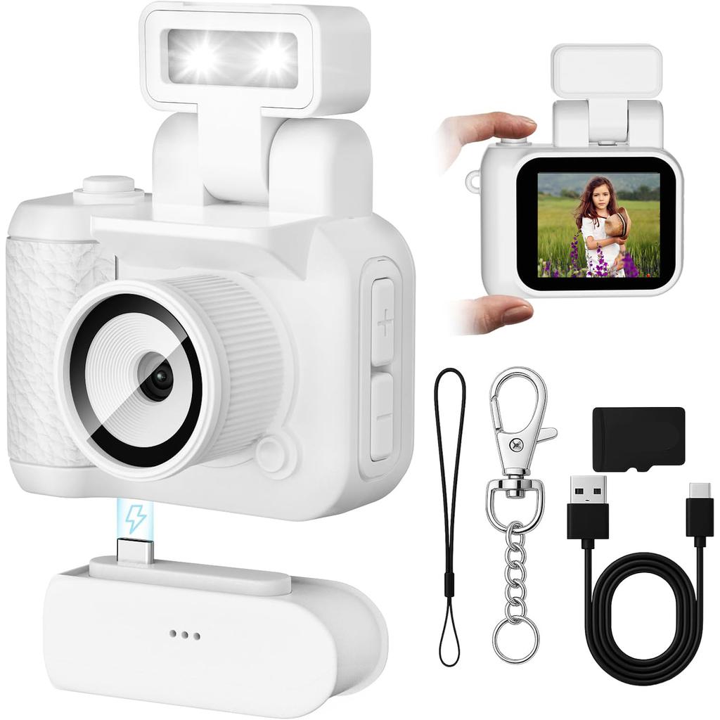 Mini Digital Camera Keychina Camera 1080P HD Video Recorder 1.44" Display Screen Micro Camera Flippable Flash Muliple Filers