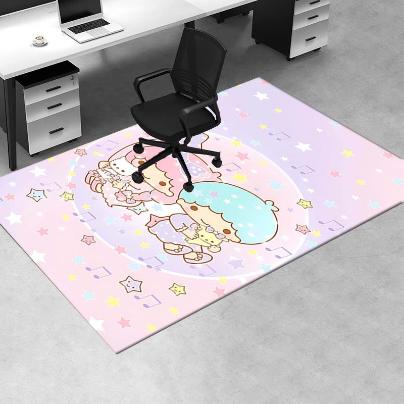 Office Rug Little Twin Stars, Sanrio Characters Anti-Slip Rug, Machine Washable for Living Room, Bedroom, Office, Multiple Sizes, Bedroom Mat, Decorat