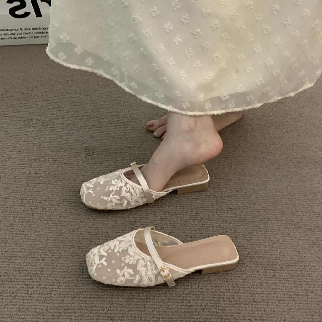 French Haute with Skirt Temperament Baotou Sandals Female Summer Gentle Fairy Mary Jane Half Slippers