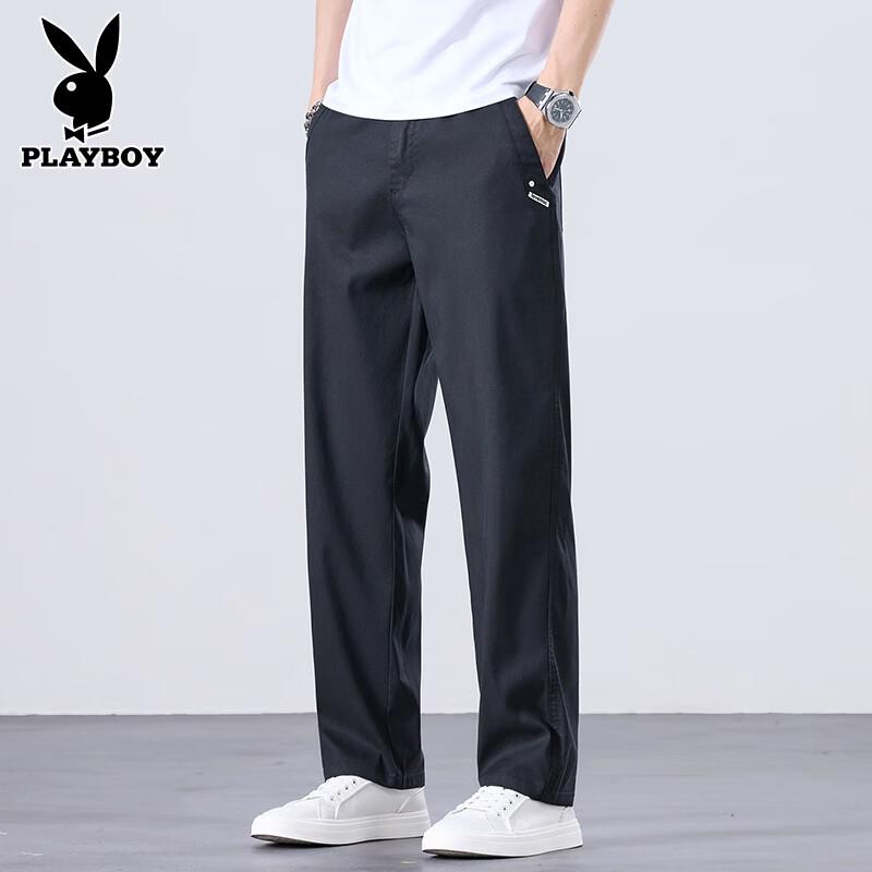 PLAYBOY Men s Breathable Lyocell Straight-Leg Casual Pants 28