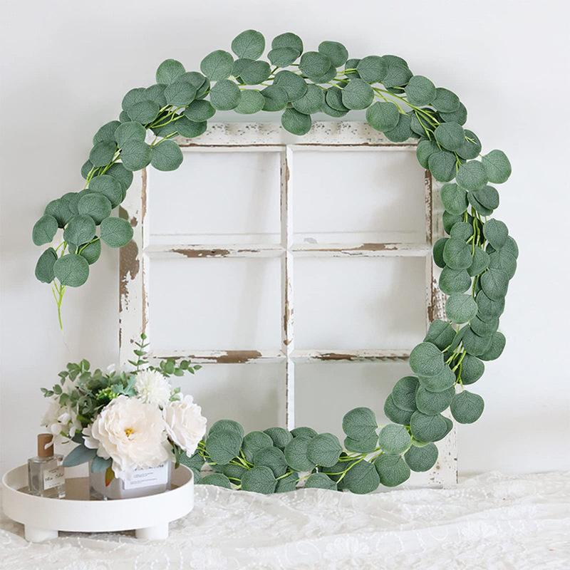 

Лозы из листьев эвкалипта, Имитация зеленых растений, Свадебные домашние лозы, Украшение для фона стены