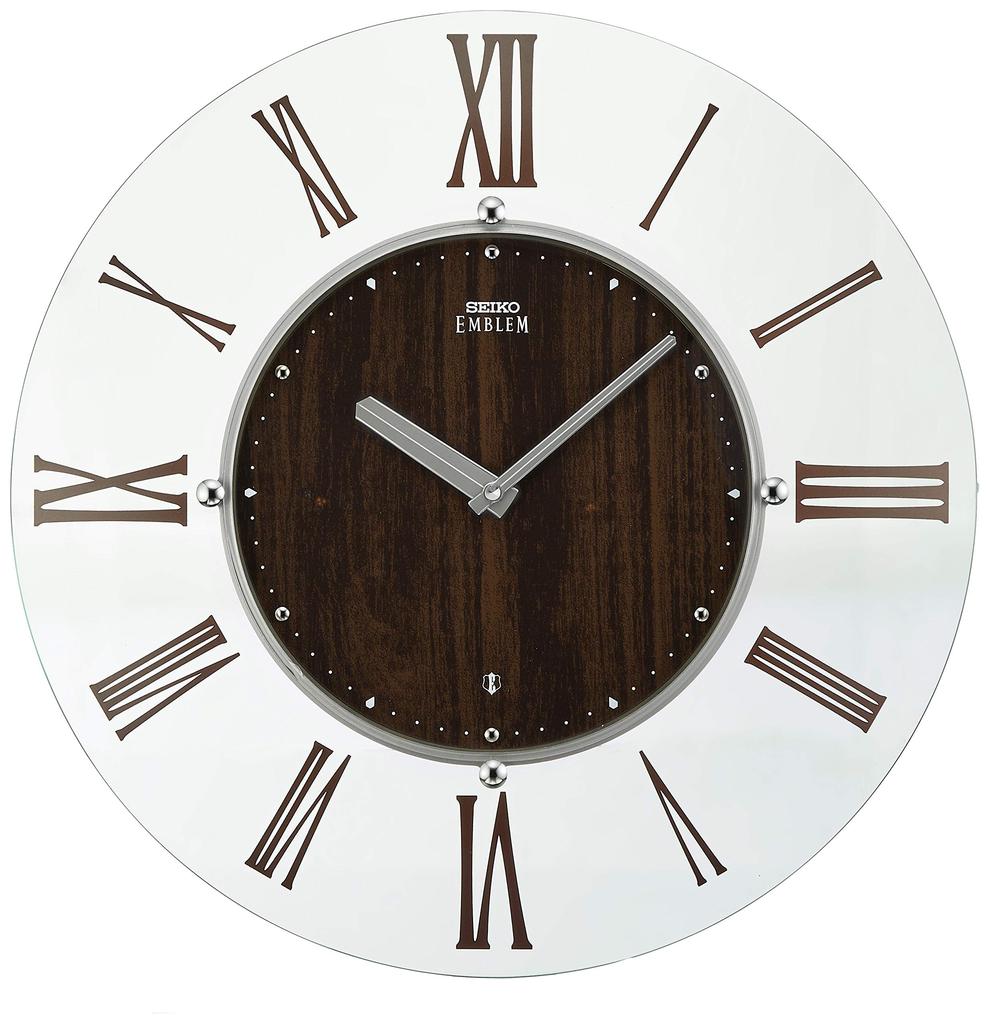 Seiko Clock Wall Clock, Brown Wood, Diameter 340x26mm, Radio-Controlled, Analog, SEIKO EMBLEM HS560B