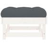 Garden Stool with Cushion White Solid Pine Wood