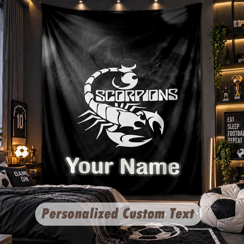 TapestryScorpions Custom Name Text Personalized Wall Hanging Tapestry Home Wall Decor