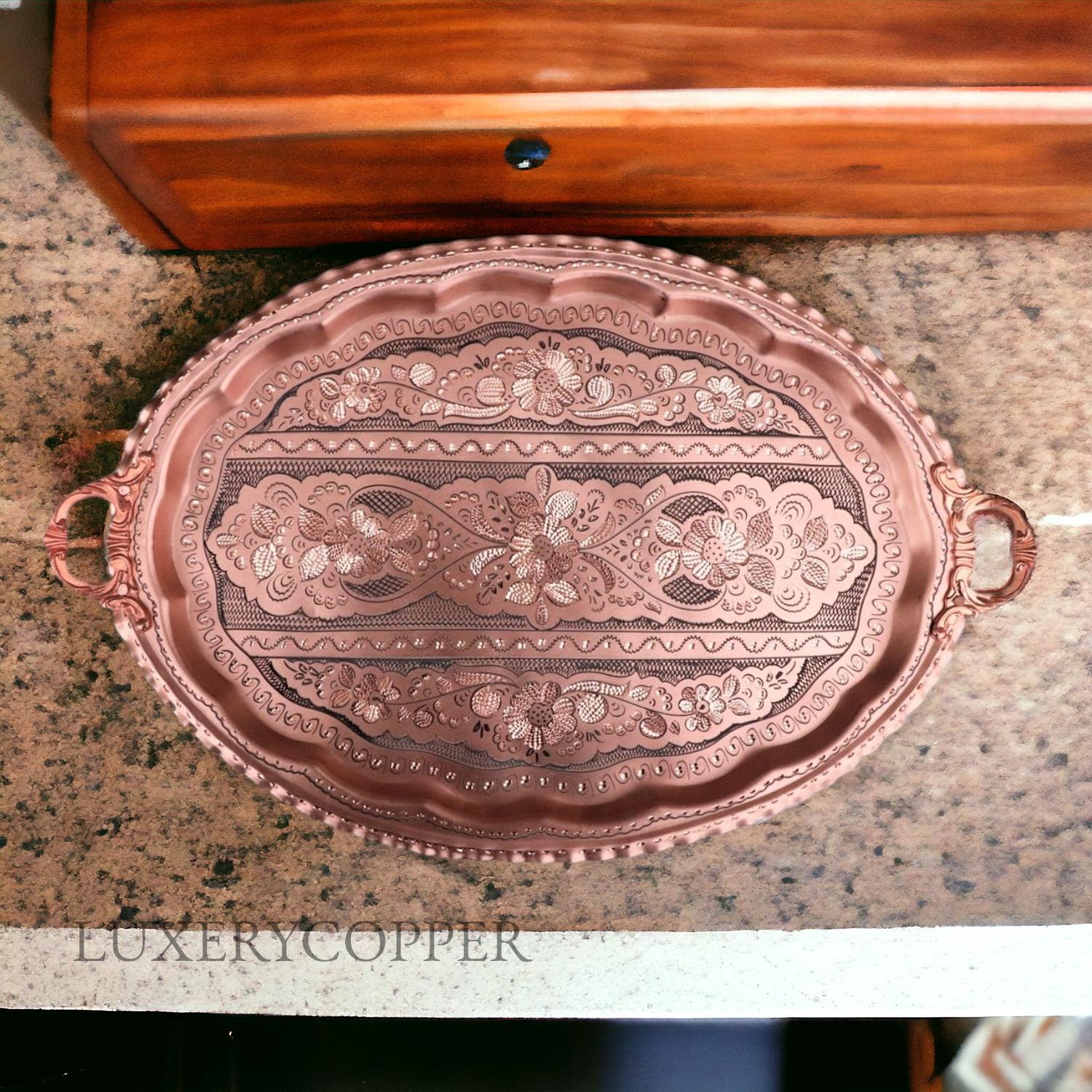 

Толстый цветок розы Красный овальный медный поднос